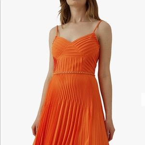 Orange Karen Millen Pleat Dress Size 4 (NWT)